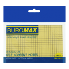 Стікери BUROMAX 100*150 100арк 2320-08 жовтий в клітинку (12) /BM.2320-08/