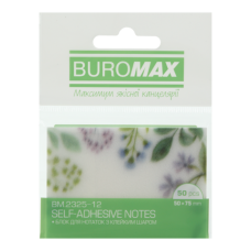 Стікери BUROMAX 50*75 пластикові  50арк 2325-12 ARABESKI блискучий білий (12) /BM.2325-12/
