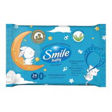 Серветки вологі Smile Baby  24шт Екстракт алое, дитячі гіпоалергенні (42)