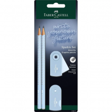 Олівець графітовий Faber-Castell 218471 GRIP Sparkle Sky Blue 2шт+ластик+чинка /218471/