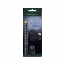 Олівець графітовий Faber-Castell 218472 GRIP Sparkle Black 2шт+ластик+чинка /218472/