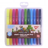 Фломастери YES 12кол. 650574 Minecraft, двосторонні /650574/