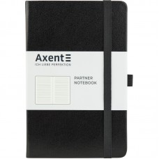 Блокнот AXENT 125*195мм 96арк. Partner чорний, на гумці, крем. папір (лінія) /8308-01-A/