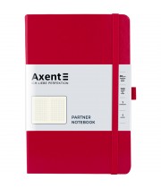 Блокнот AXENT 125*195мм 96арк. Partner червоний, на гумці, крем. папір (клітинка) /8201-03-A/