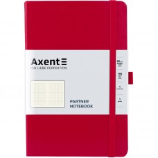 Блокнот AXENT 125*195мм 96арк. Partner червоний, на гумці, крем. папір (клітинка) /8201-03-A/