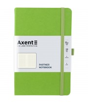 Блокнот AXENT 125*195мм 96арк. Partner салатовий, на гумці, крем. папір (клітинка) /8201-04-A/