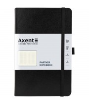 Блокнот AXENT 125*195мм 96арк. Partner 8201-01 чорний, на гумці, крем. папір (клітинка) /8201-01-A/