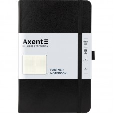 Блокнот AXENT 125*195мм 96арк. Partner 8201-01 чорний, на гумці, крем. папір (клітинка) /8201-01-A/