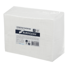 Серветки паперові стол. BUROCLEAN 10100204 21*21см 500шт. 1-шар. білі (10) /10100204/