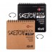 Скетчбук SANTI DUAL 3 в 1 для графики с крафт черной и кремовой бумагой 18х18см 33 л. пружина
