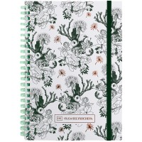 Блокнот AXENT A5 на спір. тв. пал. 80арк. Olga Selyshcheva, Green birds 8471-3-A, на гумці (клітинка) /8471-3-A-OS/