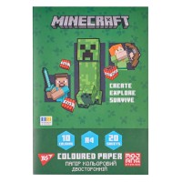 Папір кольоровий А4 20арк 10кольорів YES 955458 Minecraft, двосторонній на скобі (50) /955458/ 