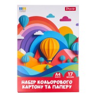 Набір кольорового картону та паперу А4 17арк. 1ВЕРЕСНЯ  954902 Classic (7арк. картон кольоровий+3арк. картон білий+7арк. папір) односторонній /954902/