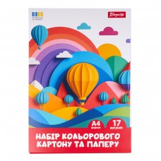 Набір кольорового картону та паперу 1Вересня Classic 17 аркушів А4 папка