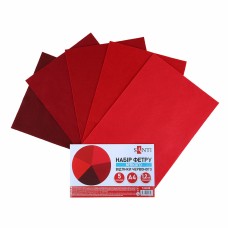 Фетр листовий (поліестер) 21х30см SANTI 743249 170г/м, відтінки червоного (м'який) (5арк.) (ціна за уп.) /743249/