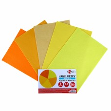 Фетр листовий (поліестер) 21х30см SANTI 743250 170г/м, відтінки жовтого (м'який) (5арк.) (ціна за уп.) /743250/