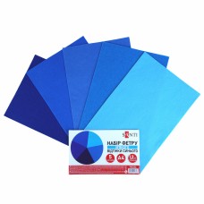 Фетр листовий (поліестер) 21х30см SANTI 743252 170г/м, відтінки синього (м'який) (5арк.) (ціна за уп.) /743252/