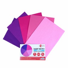 Фетр листовий (поліестер) 21х30см SANTI 743253 170г/м, відтінки рожево-бузкові (м'який) (5арк.) (ціна за уп.) /743253/