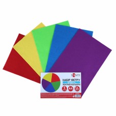 Фетр листовий (поліестер) 21х30см SANTI 743254 170г/м, яскраві кольори (м'який) (5арк.) (ціна за уп.) /743254/