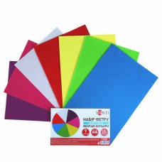 Фетр листовий (поліестер) 21х30см SANTI 743257 180г/м, яскраві кольори (жорсткий) (7арк.) (ціна за уп.) /743257/