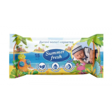 Серветки вологі Summer Fresh  15шт. Дитячі, сompact pack