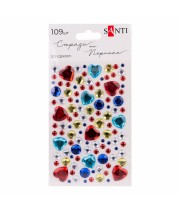 Стрази SANTI 743009 Heart mix різнокольорові, самоклеючі (109шт.) /743009/