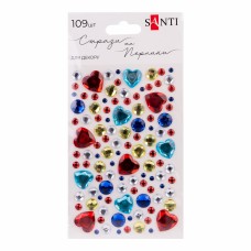 Стрази SANTI 743009 Heart mix різнокольорові, самоклеючі (109шт.) /743009/