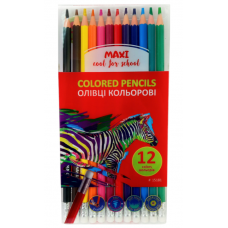 Олівці кольорові 12кол. MAXI MX15181 ERASABLE, пластикові з гумкою (пласт.уп.) /MX15181/