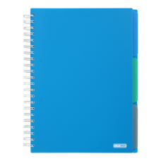 Блокнот BUROMAX А4 на спір. пласт. обкл. з розділ. 120арк. BRIGHT 24345912-02 синій (36) /BM.24345912-02/