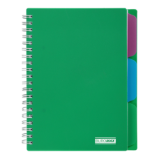 Блокнот BUROMAX B6 на спір. пласт. обкл. з розділ. 100арк. BRIGHT BM.24365912-04 зелений (72) /BM.24365912-04/