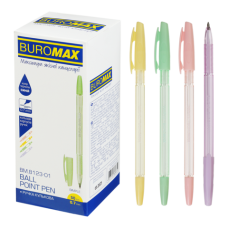 Ручка кулькова BUROMAX 8123-01 SIMPLE синя, корпус асорті (50) /BM.8123-01/