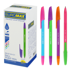 Ручка кулькова BUROMAX 8124-01 BLOOM синя, корпус асорті (50) /BM.8124-01/