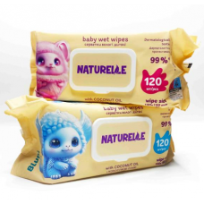 Серветки вологі NATURELLE 120шт. Дитячі з кокосовою олією, з клапаном