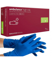 Рукавички гумові Ambulance  50шт. латексні S (середні) сині, супер щільні 69652