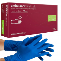 Рукавички гумові Ambulance  50шт. латексні S (середні) сині, супер щільні 69652
