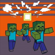 Картина за номерами SANTI Майнкрафт. Втеча зомбі 25х25 см LED підсвітка