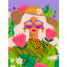 Картина по номерам SANTI Девушка в цветах 30*40 см.