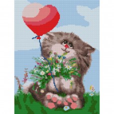 Алмазна мозаїка SANTI Котик з кулькою 30*40см на підрамнику