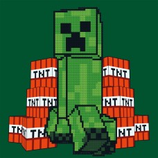 Картина по номерам с алмазной мозаикой SANTI Майнкрафт Крипер и взрывчатка 25х25 см