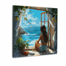 Картина по номерам с алмазной мозаикой SANTI Взгляд на море, 40*40см