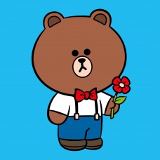 Картина за номерами SANTI Лайн Френдс Браун з квіткою 25*25см полотно кольорове