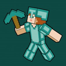 Картина за номерами SANTI Майнкрафт Алекс в алмазній броні 25*25см полотно кольорове