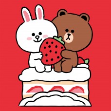 Картина за номерами SANTI Лайн Френдс Коні Браун та полуничний тортик 25х25см