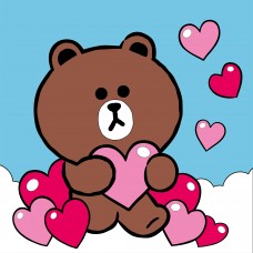 Картина за номерами SANTI Лайн Френдс. Браун та серденько 25х25 см LED підсвітка