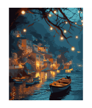 Картина по номерам SANTI Вечерняя гавань, 40*50см, LED подсветка