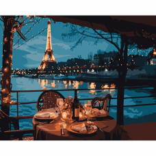 Картина по номерам SANTI Романтический ужин в Париже, 40*50см, LED подсветка