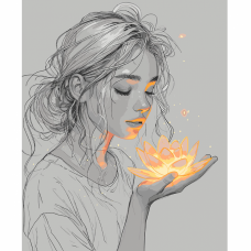 Картина по номерам SANTI Девушка с лотосом, 40*50см, LED подсветка