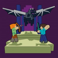 Картина за номерами SANTI Майнкрафт Стів та Алекс бій з драконом 25х25см