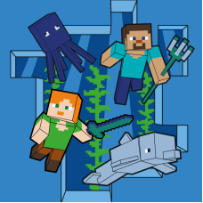 Картина по номерам SANTI Майнкрафт Стив и Алекс в подводном мире 25х25см