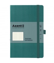 Блокнот AXENT 125*195мм 96арк. Partner лазурний, на гумці, крем. папір (клітинка) /8201-63-A/